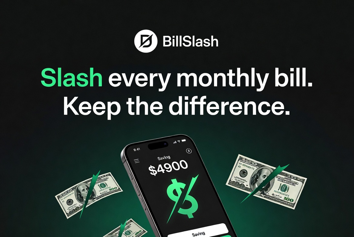 BillSlash AI dashboard with savings graph